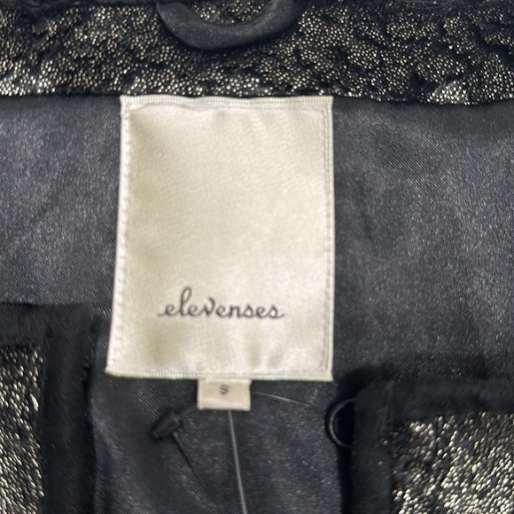 NWT Anthropologie Elevenses Black Gold Leaf Metallic Faux Fur Blazer Holiday S - Picture 4 of 8